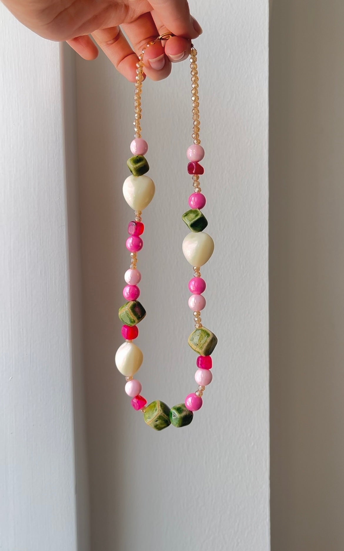 Rustic Pink halskæde (Upcycled)